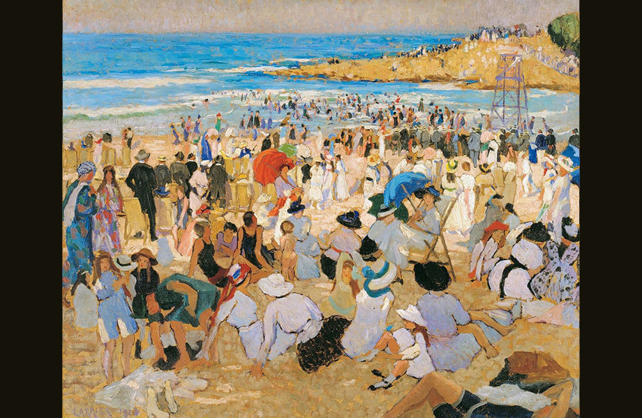 Ethel Carrick, Christmas Day on Manly Beach (1913), also known as Manly Beach – summer is here, Manly, Manly Art Gallery & Museum Collection (courtesy of National Gallery of Australia)